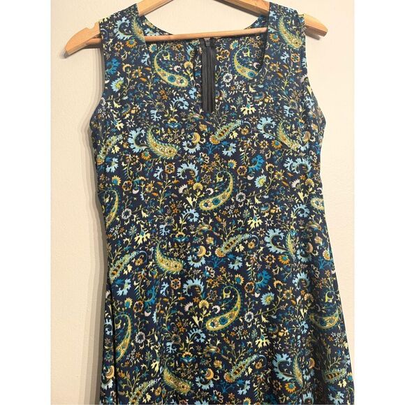 Womens Blue Paisley Floral Print Boho V Neck Sleeveless Maxi Dress Size Small - Picture 3 of 6